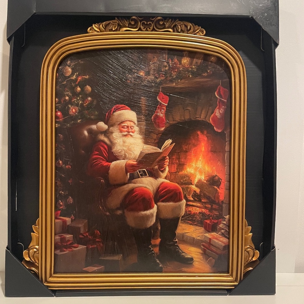 Santa wall art in gold frame